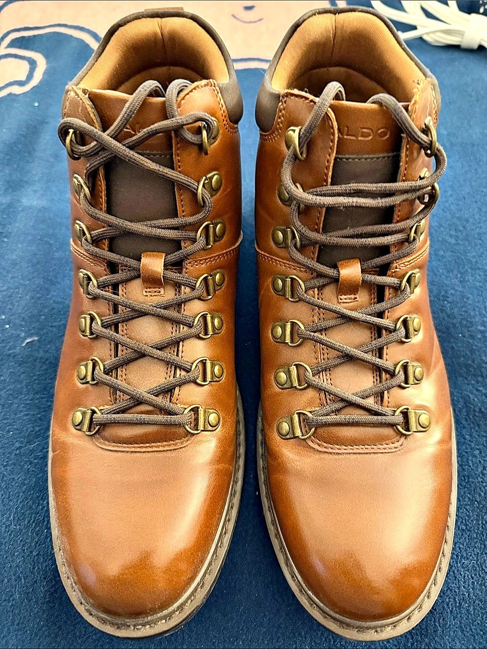 ALDO Brown Leather-Look Lace-Up Boots
